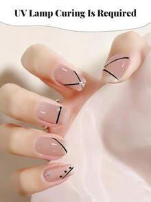 Sơn gel móng tay chủ đề Giáng sinh, Gel kẻ viền móng, Sơn gel trắng, Gel tẩy sơn móng tay UV, Cọ vẽ móng mỏng tích hợp trong chai, Quà tặng cho phụ nữ - màu đen - Xem 3