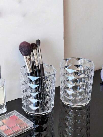 1pc Transparent Acrylic Desktop Storage Box, Pen Holder And Organizer, Ideal For Storing School Supplies, Office, Dorm, Cosmetics, Skincare And Office Essentials, Must-Have For Back To School,Room Decor