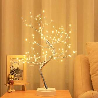 108 LED-trädlampa, DIY-stil, batteridriven, USB- och AA-batteri, sovrumsdekor, juldekorationer, högtidsdekor, bordslampa, skrivbordslampa, rumsdekor, sovrumsdekor, julbelysning inomhus, presenter till kvinnor, ljusslingor, juldekorationer