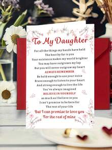 1 pieza Tarjeta de cumpleaños significativa con sobre - "Para mi hija" Diseño floral, mensaje sincero, papel de alta calidad, perfecto para hijas, nietas, hijos y madres - Regalo para todas las ocasiones, Tarjeta de cumpleaños | Tarjeta con diseño floral | Papel, Regalo para hija - Multicolor - Ver 1