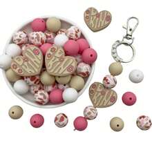 29pcs Valentine's Day Series Mixed Silicone Beads Decorative Beads DIY Handmade Bag Chain, Phone Chain, Bracelet, Necklace, Keychain, Jewelry Beads - Multicolor - View 6