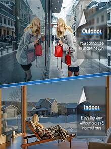 1Roll One Way Mirror Window Film Silver Reflective Self Adhesive Sun Block Sticker Anti UV Heat Control Privacy Protection Glass Tint - Multicolor - View 3