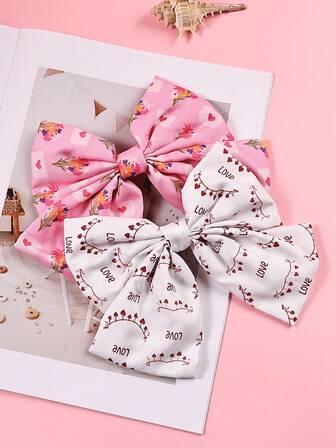 2pcs Valentine's Day Oversized Satin Bowknot Snap Hair Clips For Women, Multiple Styles To Choose From, Claw Clips, Hair Slide, Hair Barrettes