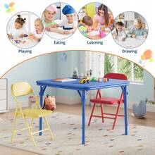 Techigher Kids Activity Table And Chair Set, 3/5 Piece Kids Folding Square Table And Chairs Set, Square Table & 2/4 Folding Chairs For Daycare And Classrooms, Indoor Play & Learning - 3 Piece, Colorful - View 7