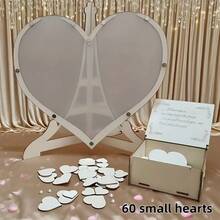 60/80/100/120/130/150颗小心形木片，亚克力婚礼宾客签名册，祝福签到板，派对庆祝留言，婚礼祝福 - 彩色 - 查看 7