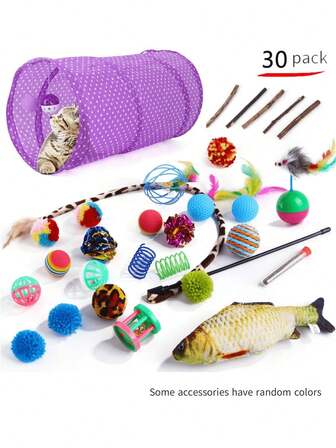 Cat Toys Kitten Toys Assortments, Cat Tunnel Toy For Dog And Cat For Play(Random Matching, Please Refer To The Actual Product For Accuracy)(Random Color Matching Of Accessories Does Not Affect Use, It Is Recommended Not To Take Photos)