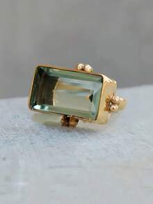 1枚优雅绿色立方氧化锆戒指，女士奢华波西米亚风格，周年纪念日情人节礼物派对饰品 - 戒指 - 查看 4