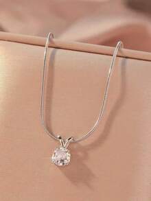 Hihho 1 chiếc vòng cổ Cubic Zirconia hình trái tim màu hồng nhiều màu, dây chuyền xương đòn thanh lịch dễ thương cho phụ nữ, món quà hoàn hảo cho bạn gái, thích hợp cho tiệc tùng và đeo hàng ngày - Bạc - Xem 13