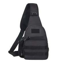 Small Outdoor Tactical Camouflage Kettle Chest Bag Molle Pouch Hiking Backpack Nylon Hunting Fishing Camo Hiking Shoulder Bag - màu đen - Xem 2