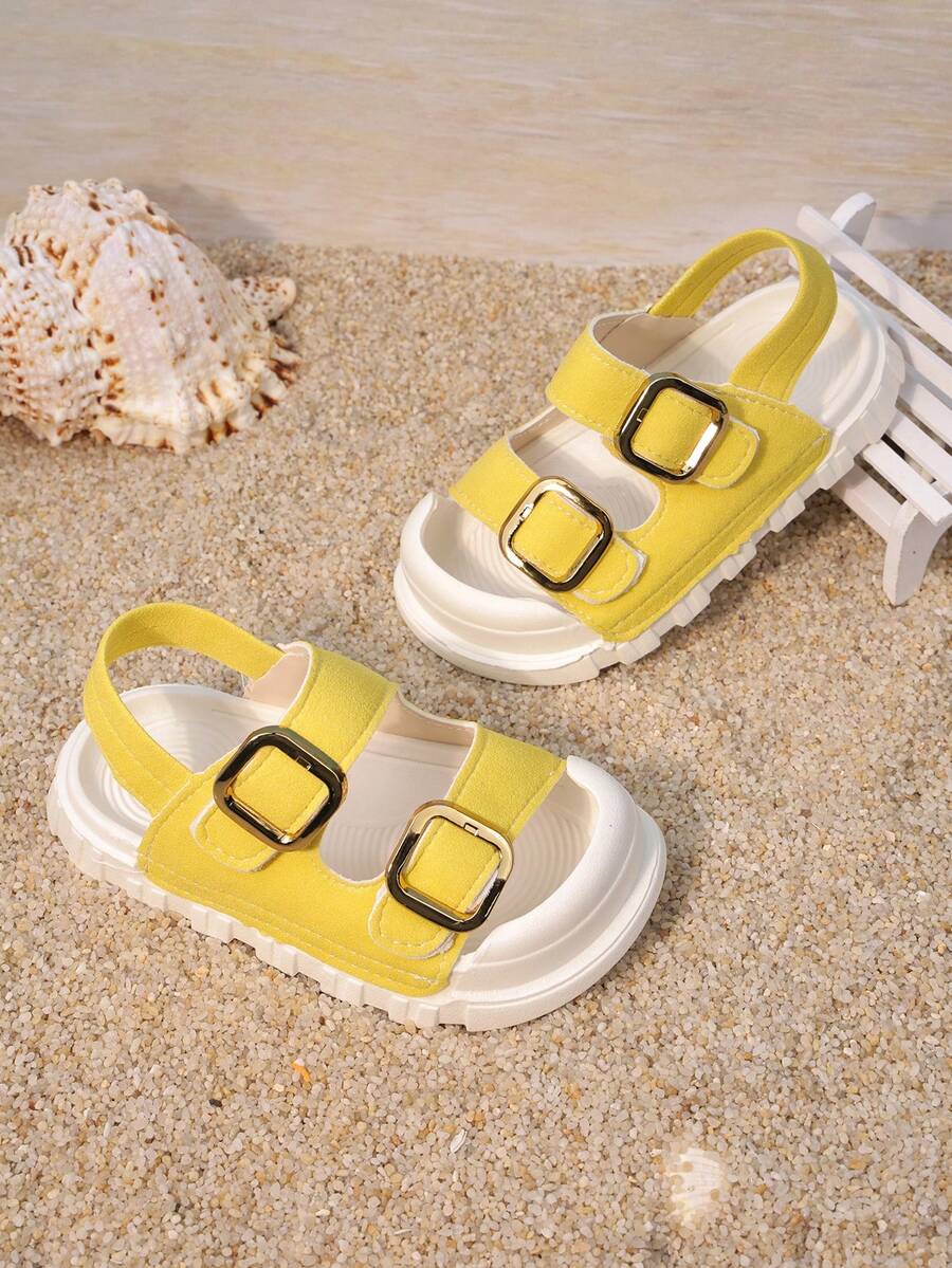 夏季新款儿童凉鞋，可爱时尚休闲男女童凉鞋，魔术贴搭扣女童运动凉鞋沙滩鞋 - 黃色 - 查看 1