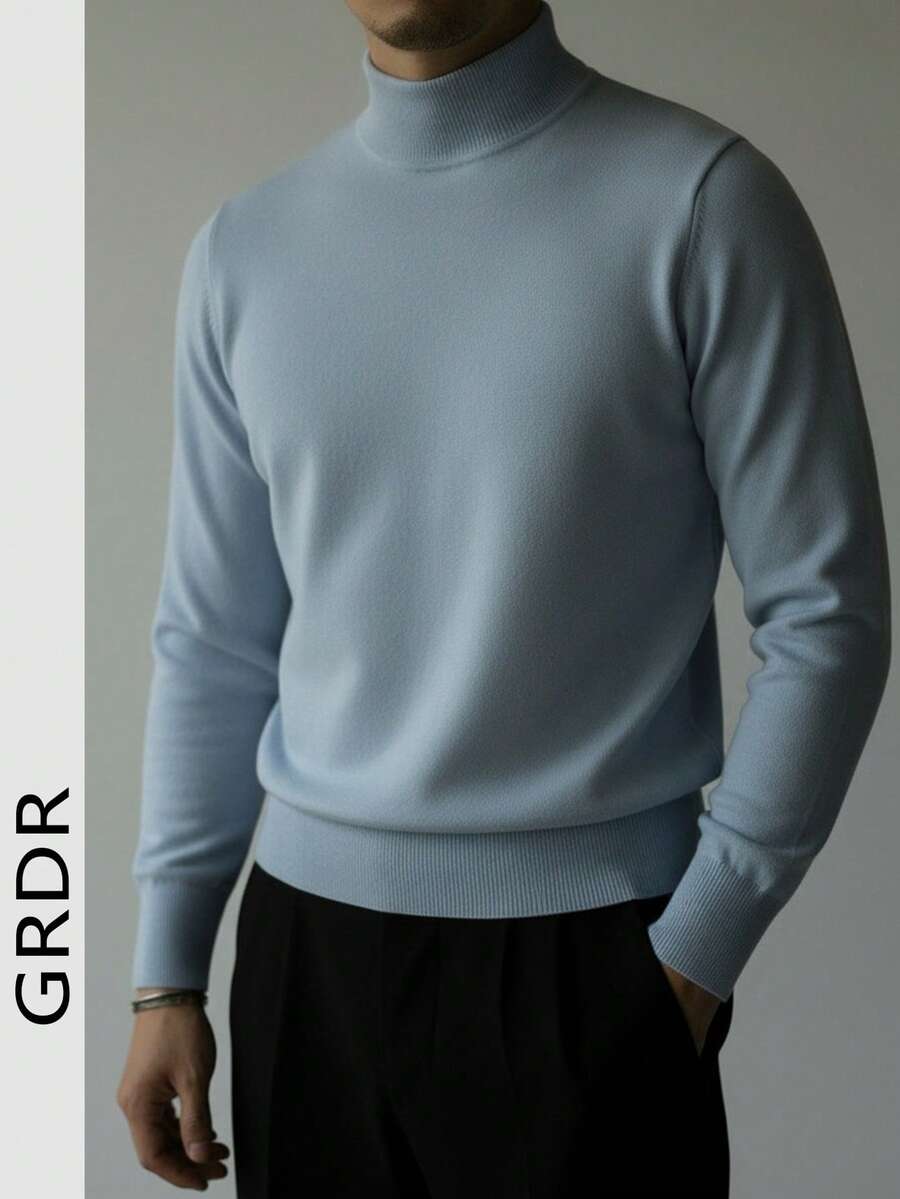 GRDR Áo len cổ lọ tay dài dành cho nam, kiểu dáng thường ngày, đa năng.