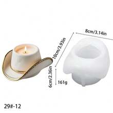 1pc Western Cowboy Hat Themed Craft Candle Making Silicone Mold - White - View 4