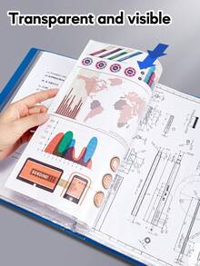 Pochettes transparentes A4, dossiers de bureau et scolaires, protecteurs de documents multicouches transparents, sacs de classement de certificats et documents pour étudiants, dossiers avec poches transparentes, sacs de rangement de matériel d'apprentissage et de copies d'examen, fournitures de rentrée scolaire - Bleu azur - Voir 3