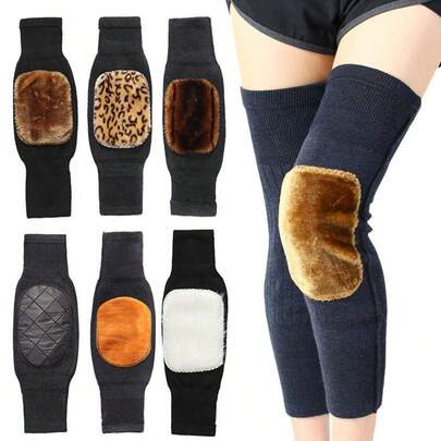 Winter Warm Fleece Knee Pads - Thick Cashmere Wool Blend Leg Warmers, Pain Relief Knee Supports. Fit For Outdoor Activities, Seniors & Sports. Versatile Practical Knee Warmers!