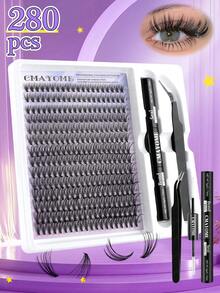 280pcs D-Curl Eyelash Curler, 9-16mm Single Lash Curler 10D-20D-30D, DIY Eyelash Curler With Thin & Thick Handle, Eyelash Curler Set With Applicator, Eyelash Glue And Sealer - Purple - View 4