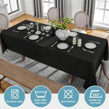 3pcs-6pcs/Set Elegant Disposable Tablecloth Set In Black, Machine Woven, Perfect For Weddings, Bridal Showers, Birthdays And General Gatherings. Easy To Clean Plastic Interior Cover - Multicolor - View 4