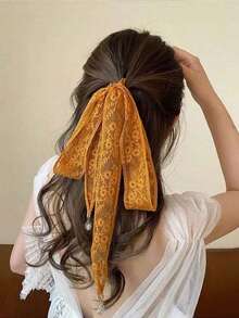 1件雏菊镂空蕾丝发带吊坠头巾颈巾，适合日常佩戴，可作头巾、发带、发箍，是装扮您的理想之选。