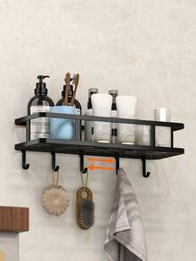 1 chiếc kệ góc phòng tắm chống gỉ có móc, kệ đựng đồ phòng tắm gắn tường, giá để đồ phòng tắm, kệ treo tường, phụ kiện phòng tắm - Nhiều màu - Xem 5