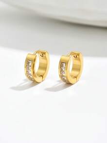 1对/2对 时尚奢华锆石耳钉，高品质不锈钢耳环，设计感十足，适合各种场合，瞬间提升优雅气质 - 輕奢耳環 - 查看 4