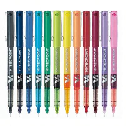1 Set Of Pilot Colorful Ballpoint Pens, Fashionable Minimalist Office Liquid Ink Rollerball Pens, High Quality Writing Pens, 5/9/12 Pcs/Pack