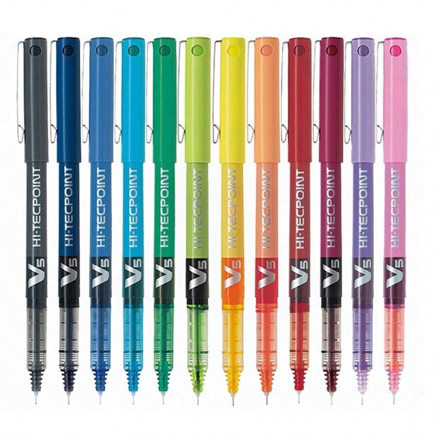 一套百乐彩色圆珠笔，时尚简约办公液体墨水走珠笔，高品质书写笔，5/9/12支/包 - 彩色 - 查看 1