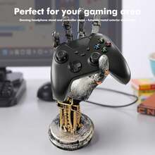 1个赛博朋克风格树脂雕像，带机械臂 - 多功能桌面收纳架，多功能桌面装饰，带游戏手柄支架，适用于家庭和办公室，PlayStation 5，游戏配件，展示柜，桌面装饰，男友礼物，腕带礼物 - 彩色 - 查看 10