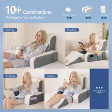 Reading Pillow 10 In 1 Back Pillow For Bed Sitting Up With Detachable Arms Rest Back Rest Pillow With Gel Memory Foam Husband Pillow For Reading/Gaming/Working In Bed Or Couch 21'' White - trắng - Xem 4