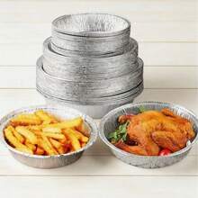 6/7/8/9英寸厚圆形铝锅，适用于空气炸锅、烘焙、户外野餐烧烤，适合家庭聚会、朋友聚会、公司聚会、户外用餐和烧烤。 - 銀色 - 查看 3