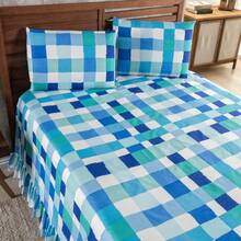 Laila 400 Thread Count Printed Bedspread With Ruffle - Single, Double, Queen Size 3 Pieces - In 04 - Xem 3