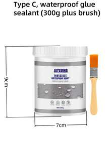 一包两瓶高性能防水密封胶，透明防水涂层，适用于外墙、浴室、淋浴房、屋顶、修补屋顶裂缝、厨房、花园。乳胶透明防水胶，隐形密封胶，快速填充透明防水胶，适用于建筑工地和家庭使用，防水密封胶（300克带刷），无需破坏瓷砖即可修补浴室和厨房外墙漏水。 - 彩色 - 查看 15