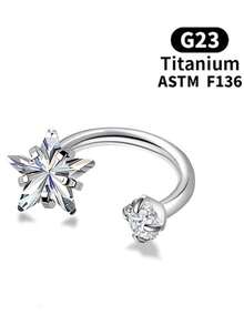 F136 Titanium Alloy Lip Stud, Star Zirconia Horseshoe Cartilage Earring, Ear Piercing Jewelry, Music Festival - #1 - View 8