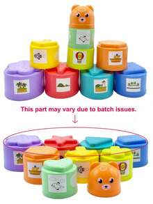 Set de 9 piezas de vasos apilables de colores para bebé, juguetes apilables para identificación de colores y entrenamiento cognitivo (colores aleatorios), juguetes de baño para bebé, relleno de bolsas de fiesta, juguetes sensoriales para aliviar el estrés, juguetes para niños pequeños, regalos de cumpleaños y Pascua - Multicolor - Ver 5