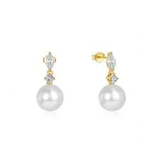 2pcs Pearl 925 Sterling Silver Earring Women Classic Drop Earring Thread Piercing For Daily Wear Daily Wear Wedding Party Engagement Fine Jewelry - Gold - View 10