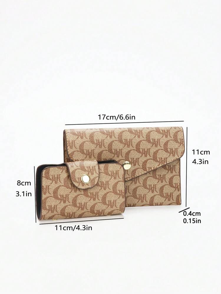 Set de 3 bolsos de mujer bordados - Estampado geométrico elegante, material de piel sintética y embrague - Marrón - Añade 8