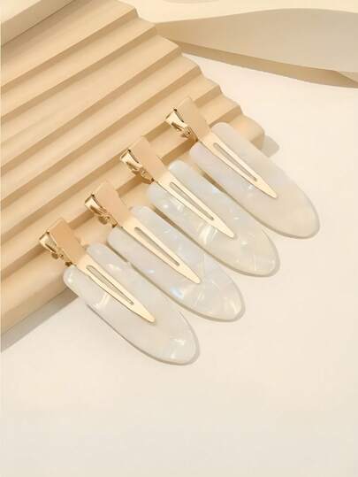 4pcs Acrylic Hairpins, Seamless Claw Clips, Makeup Alligator Hair Clips, Bangs Clips, Makeup Accessories