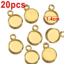 20 khay mặt dây chuyền tròn bằng thép không gỉ, đường kính 6-25mm, thích hợp để tự làm vòng cổ, dùng để gắn đá và mặt dây chuyền trang trí. - Đế mặt dây chuyền - Xem 10