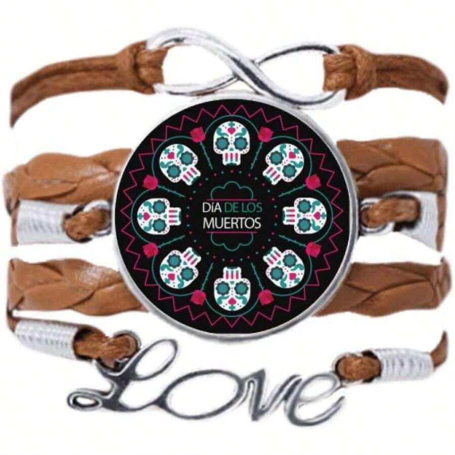 - Pulsera con diseo de calavera con texto en ingls inchHappy Day of Muertos inch - inicial - Ver 1