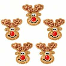 4/8pcs Christmas Reindeer Embroidered Patches, Iron-On/Sew-On Appliques, Suitable For DIY Clothing, Hats And Bags Sewing Decoration - Multicolor - View 2