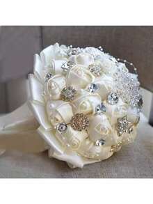 100pcs Crystal Rhinestone Flower Bouquet Brooch Pins, Elegant Straight Pins, Transparent Acrylic Flower Brooch With Plastic Box, Suitable For Wedding Sewing DIY Craft Decoration - Transparent - View 5