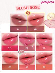 Peripera K-Beauty Ink Mood Glowy Tint，Water Bare Tint，Mirror Watery Lip Gloss，Glass Lip Gloss，丰盈，自然保湿，轻盈，提亮，持久显色，舒适不粘腻，适合戴口罩，不泛白，K-Beauty，韩国彩妆 - #33 Rosy Wish - 查看 6