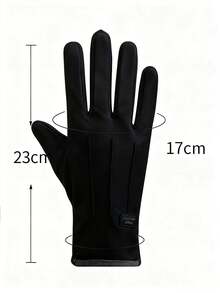 1pair Fleece-Lined Winter Warm Gloves - Devon Touchscreen Design, Stylish Black, Cold Weather Warmth, Convenient For Phone Use In Cold Days - Black - View 8