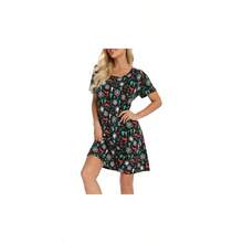 Playera de Dormir de algodn para Mujer, Manga Corta, Estampado - 2XL + Navidad - Ver 1