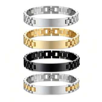 1pc/4pcs Luxury Stainless Steel Women Bracelet, Engraved, Korean Style, Daily Wear Wristband