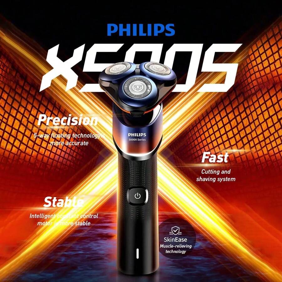 PHILIPS 飞利浦电动剃须刀 X5005 Skin IQ 浮动旋转刀片剃须刀不锈钢刀片男士全胡须修剪器 - 棕色 - 查看 1