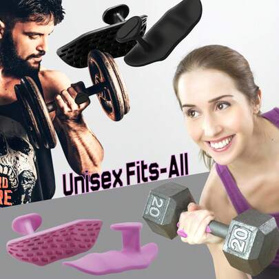 一对多色（浅粉/灰/黑）硅胶手部按摩器和锻炼器，符合人体工程学的硅胶设计，配有便携式收纳盒，可缓解疼痛并增强手部力量，适用于办公室、健身和日常护理，四季皆宜。