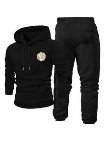 男士抽绳连帽宽松休闲百搭运动服 - 黑色 - 查看 2