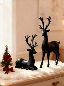 一对白色鹿摆件，适合装饰门厅、客厅、书房、办公室、高档酒柜，北欧现代简约家居装饰，是生日、圣诞节、感恩节和其他节日的理想之选。 - 彩色 - 查看 4