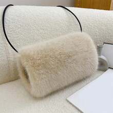 Faux Fur Hand Warmer Muff Portable Warm Plush Hand Cushion With Strap For Winter Outdoor Activity - Khaki - View 2