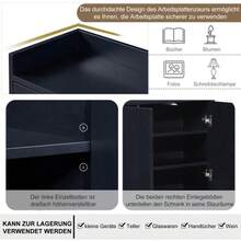 Modern Minimalist Sideboard, 4-Door Handleless Buffet For Dining Room, Living Room, Kitchen (White) - 黑色 - 查看 6