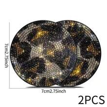 2.75" Shiny Leopard Print Rhinestone Car Cup Holder Mat, Women's Car Drink Coaster - Rhinestones - View 8